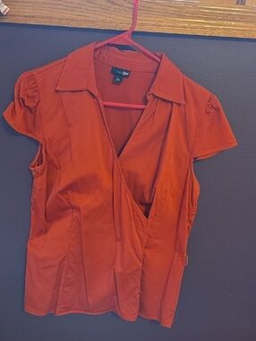 Worthington Rust Short-Sleeve Wrap Blouse